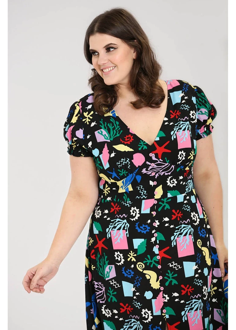 New In Hell Bunny Cora 70's Maxi Dress Black