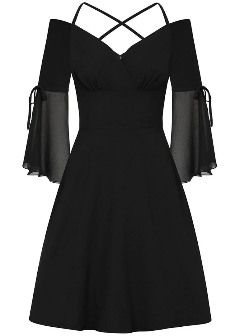 New In Hell Bunny Zelena 70's Dress Black