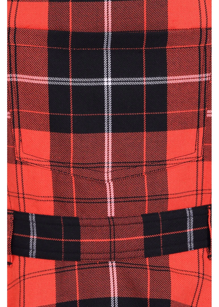 Hell Bunny Clementine Tartan 40's Pinafore Swing Dress Orange