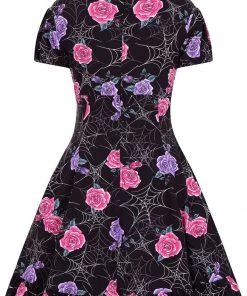 New In Hell Bunny Eloise Spiderweb 60's Mini Dress Black