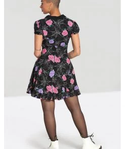 New In Hell Bunny Eloise Spiderweb 60's Mini Dress Black