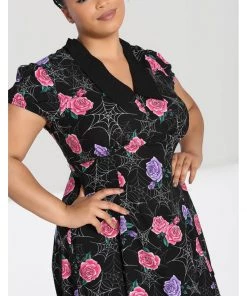 New In Hell Bunny Eloise Spiderweb 60's Mini Dress Black