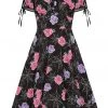 Hell Bunny Eloise Spiderweb 40's Mid Dress Black