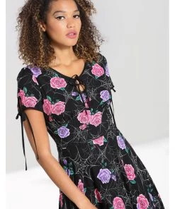 Hell Bunny Eloise Spiderweb 40's Mid Dress Black