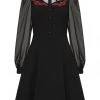 New In Hell Bunny Tallulah Snake Moon 40's Mid Dress Black