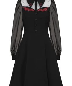 New In Hell Bunny Tallulah Snake Moon 40's Mid Dress Black