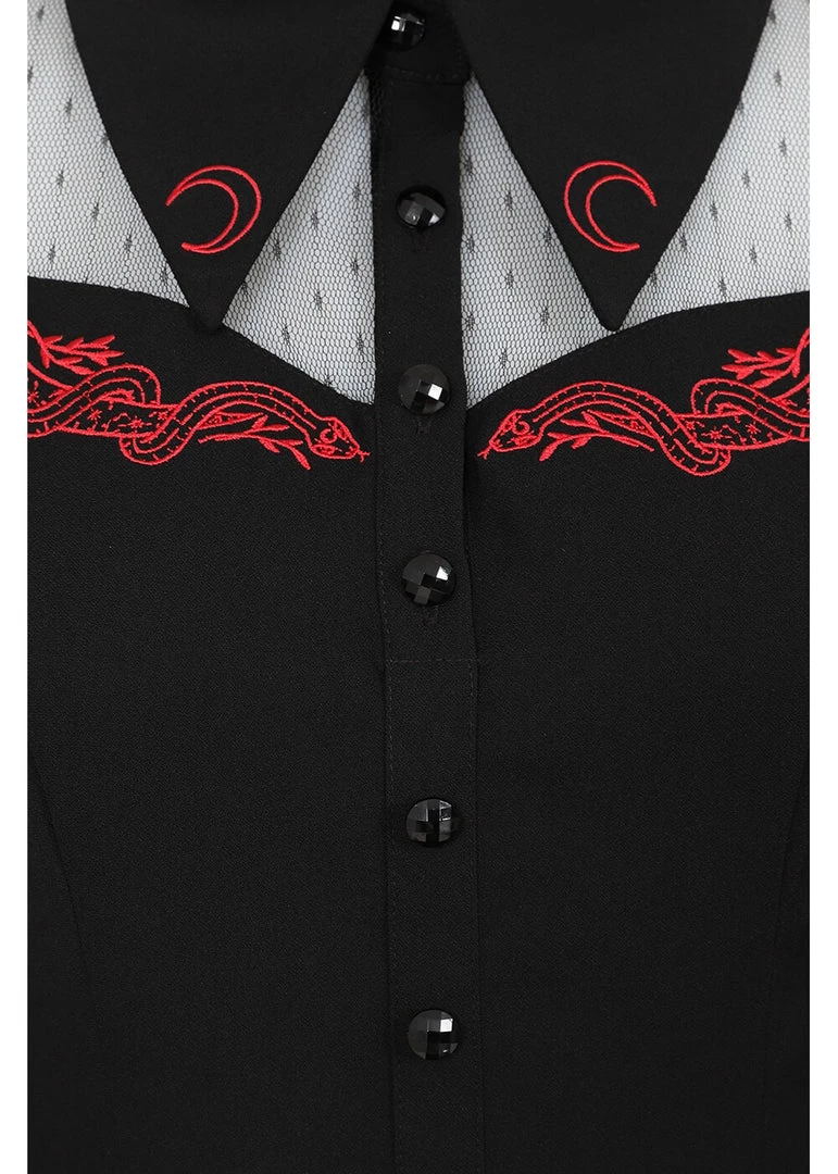 New In Hell Bunny Tallulah Snake Moon 40's Mid Dress Black