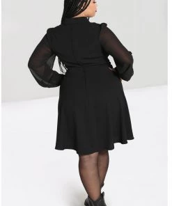 New In Hell Bunny Tallulah Snake Moon 40's Mid Dress Black