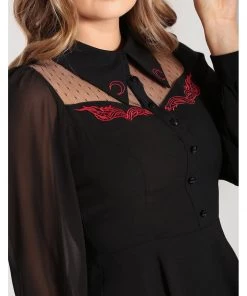 New In Hell Bunny Tallulah Snake Moon 40's Mid Dress Black