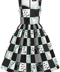 New In Hell Bunny Annie Bats 50's Swing Dress Black White