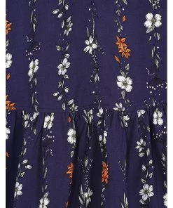 New In Hell Bunny Asta Floral 70's Maxi Dress Blue