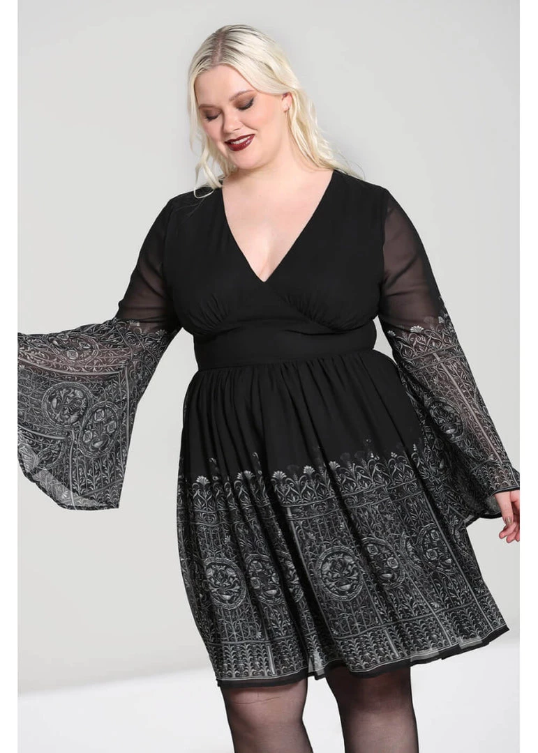 New In Hell Bunny Secret Gate 40's Dress Black