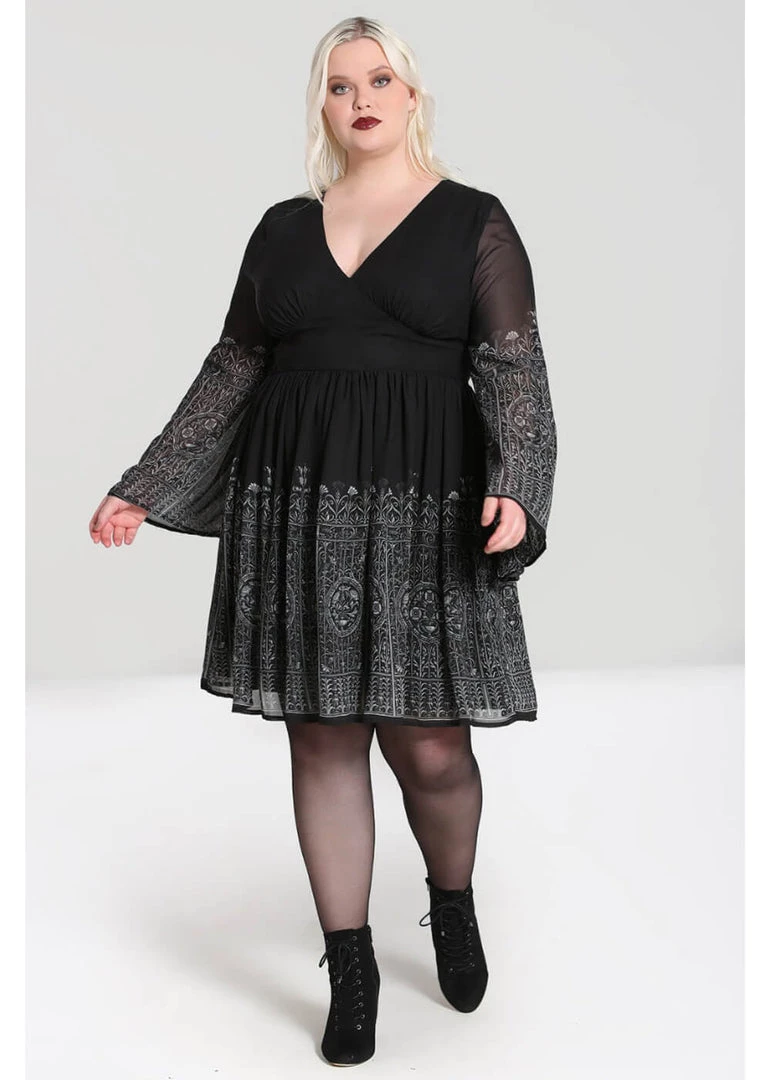 New In Hell Bunny Secret Gate 40's Dress Black