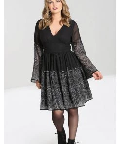 New In Hell Bunny Secret Gate 40's Dress Black
