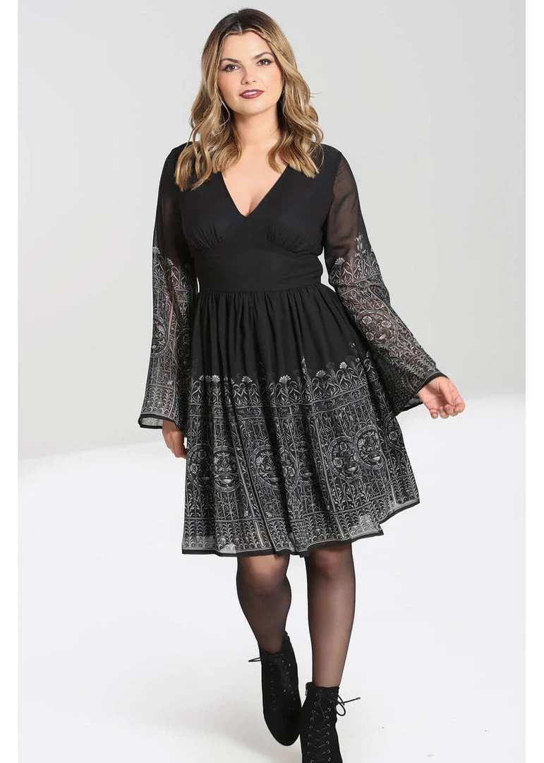 New In Hell Bunny Secret Gate 40's Dress Black