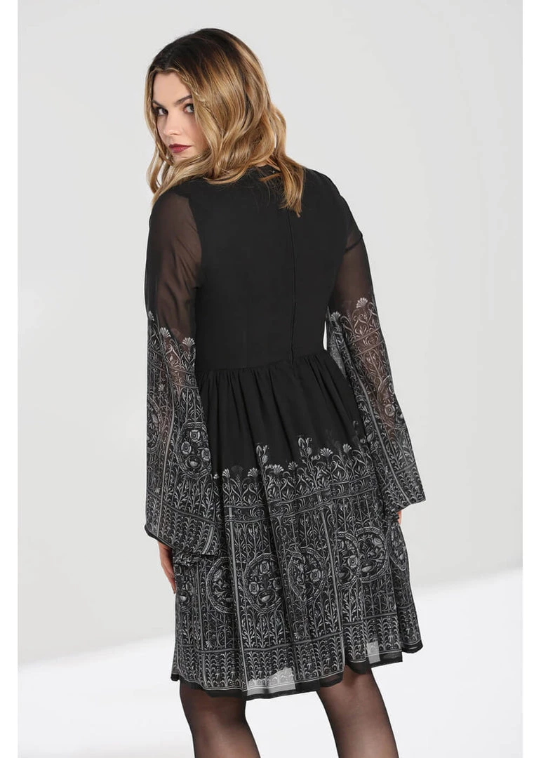 New In Hell Bunny Secret Gate 40's Dress Black