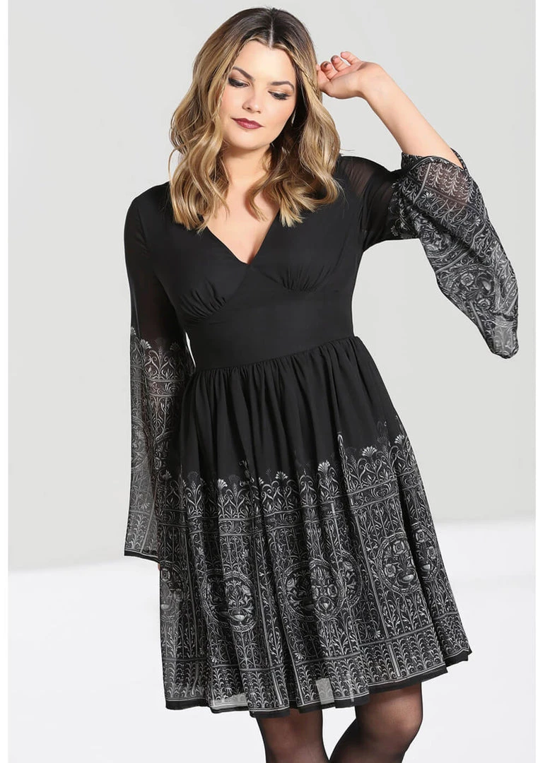 New In Hell Bunny Secret Gate 40's Dress Black