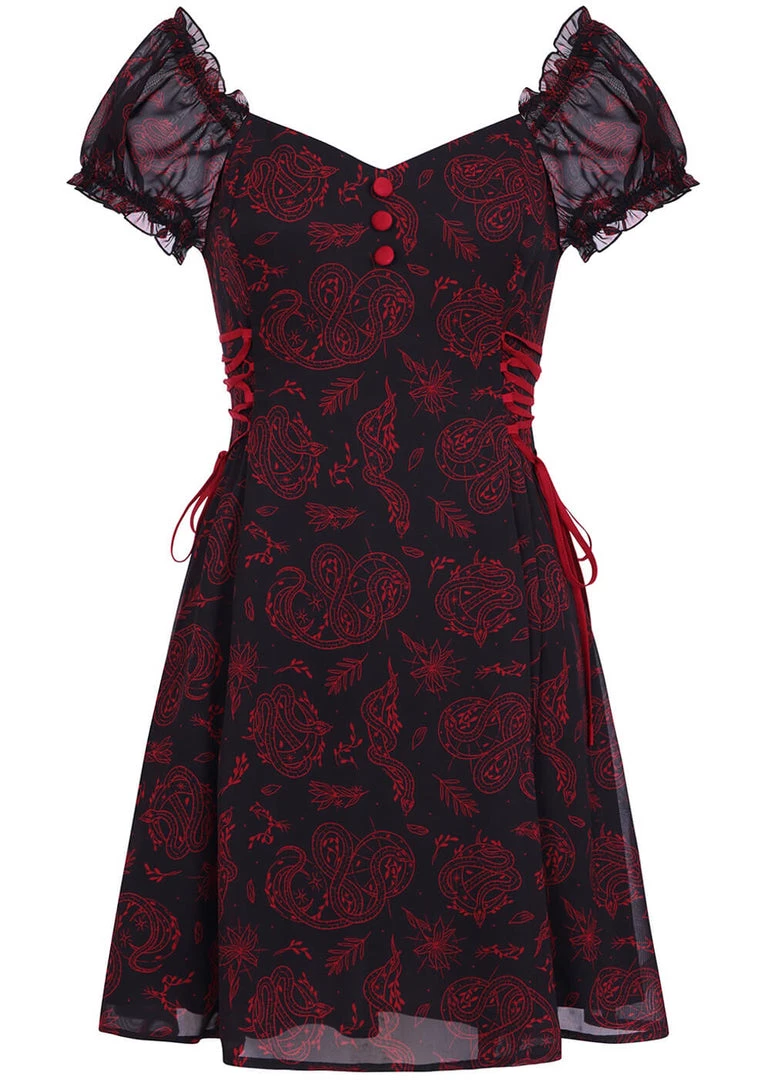 Hell Bunny Clarice Snake 60's Mini Dress Black New In