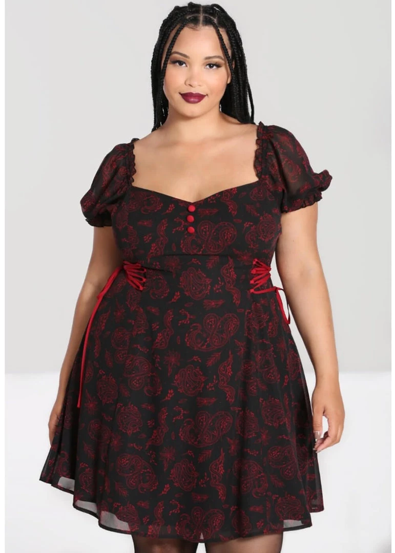 Hell Bunny Clarice Snake 60's Mini Dress Black New In