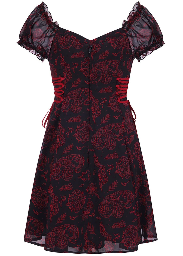 Hell Bunny Clarice Snake 60's Mini Dress Black New In