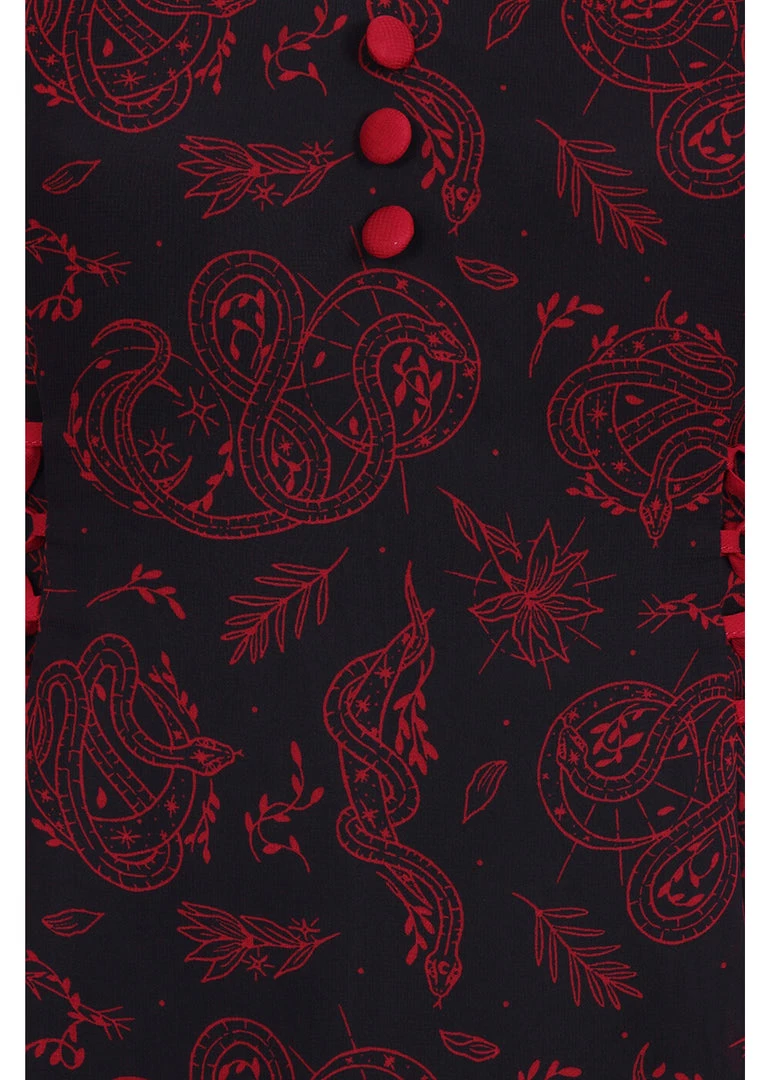 Hell Bunny Clarice Snake 60's Mini Dress Black New In