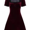 Hell Bunny Caroline Velvet 40's Dress Wine New In