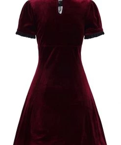 Hell Bunny Caroline Velvet 40's Dress Wine New In