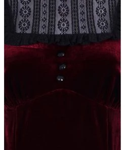 Hell Bunny Caroline Velvet 40's Dress Wine New In