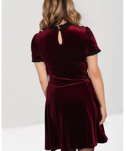 Hell Bunny Caroline Velvet 40's Dress Wine New In