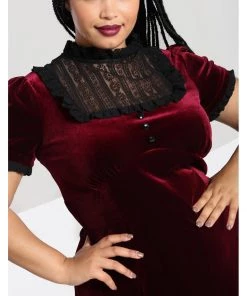 Hell Bunny Caroline Velvet 40's Dress Wine New In