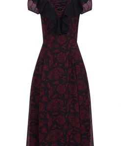 Hell Bunny Clarice Snake 70's Maxi Dress Black New In