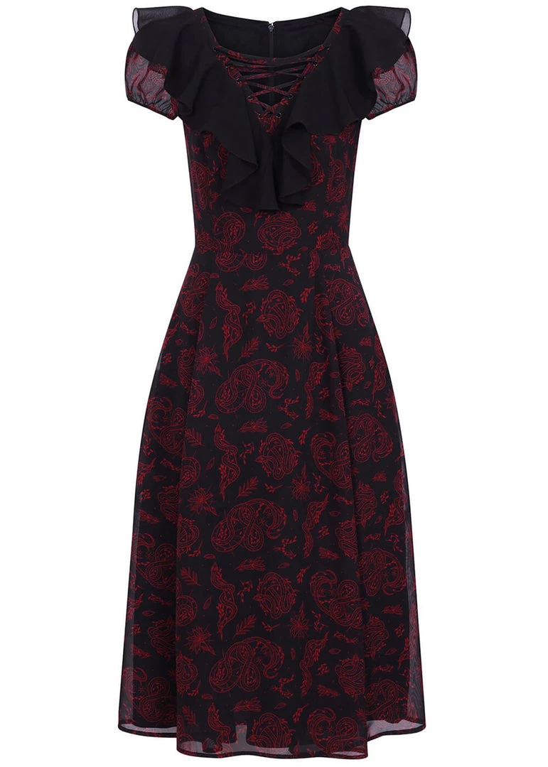 Hell Bunny Clarice Snake 70's Maxi Dress Black New In