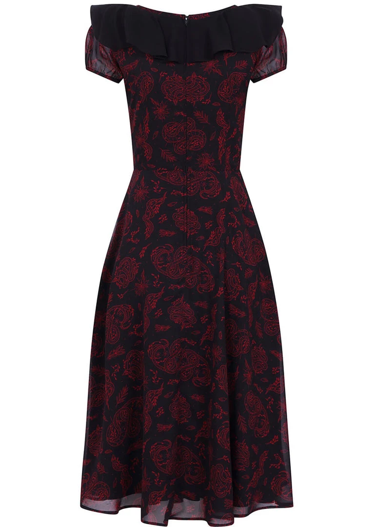 Hell Bunny Clarice Snake 70's Maxi Dress Black New In