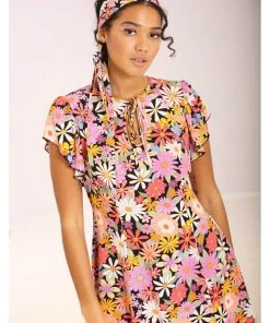 Hell Bunny Nadine Flower Power 60's Mini Dress Multi