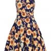 Hell Bunny Sunflower 40's Pinafore Swing Dress Blue New In