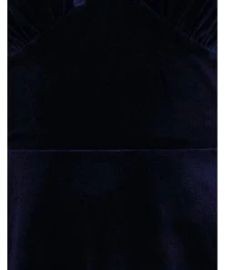 Hell Bunny Orion Velvet 40's Mid Dress Navy Blue