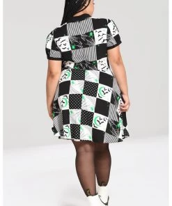 New In Hell Bunny Annie Bats 60's Mini Dress Black White