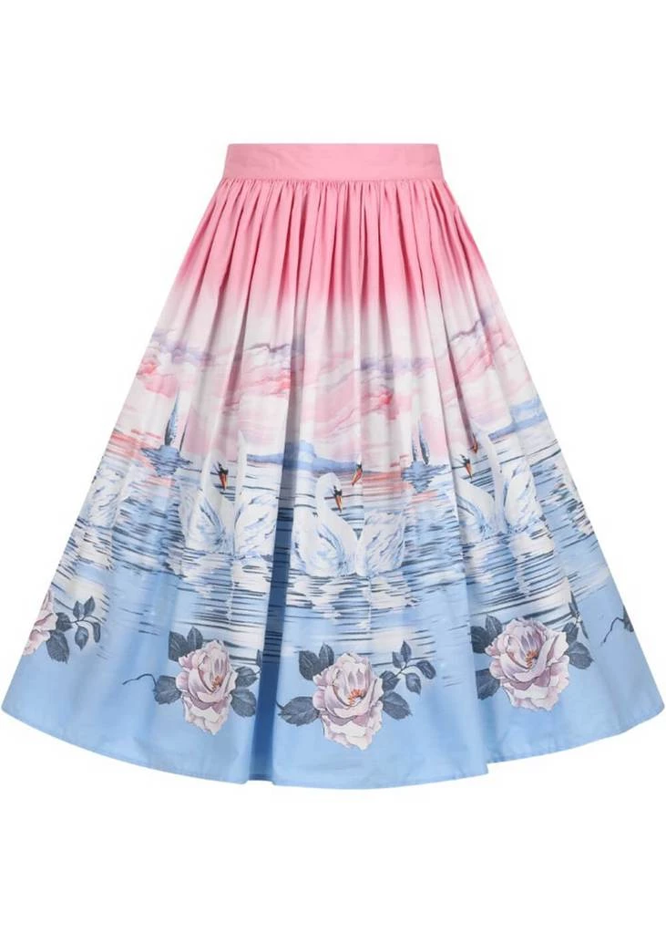 Hell Bunny Swan 50's Swing Skirt Pink New In