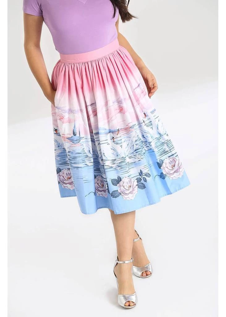 Hell Bunny Swan 50's Swing Skirt Pink New In