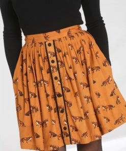 New In Hell Bunny Vixey Fox 60's Skirt Brown