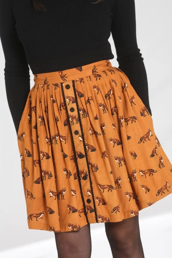 New In Hell Bunny Vixey Fox 60's Skirt Brown