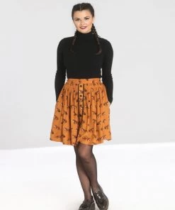 New In Hell Bunny Vixey Fox 60's Skirt Brown