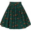 Hell Bunny Vixey Fox 60's Skirt Dark Green