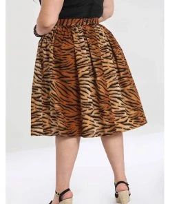 Hell Bunny Tora Tiger 50's Swing Skirt Brown