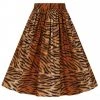 Hell Bunny Tora Tiger 50's Swing Skirt Brown