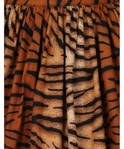 Hell Bunny Tora Tiger 50's Swing Skirt Brown