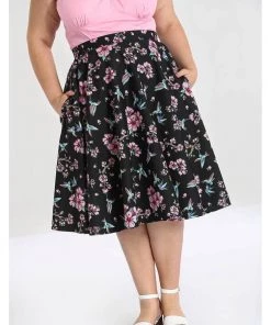 Hell Bunny Madison Hummingbird 50's Swing Skirt Black