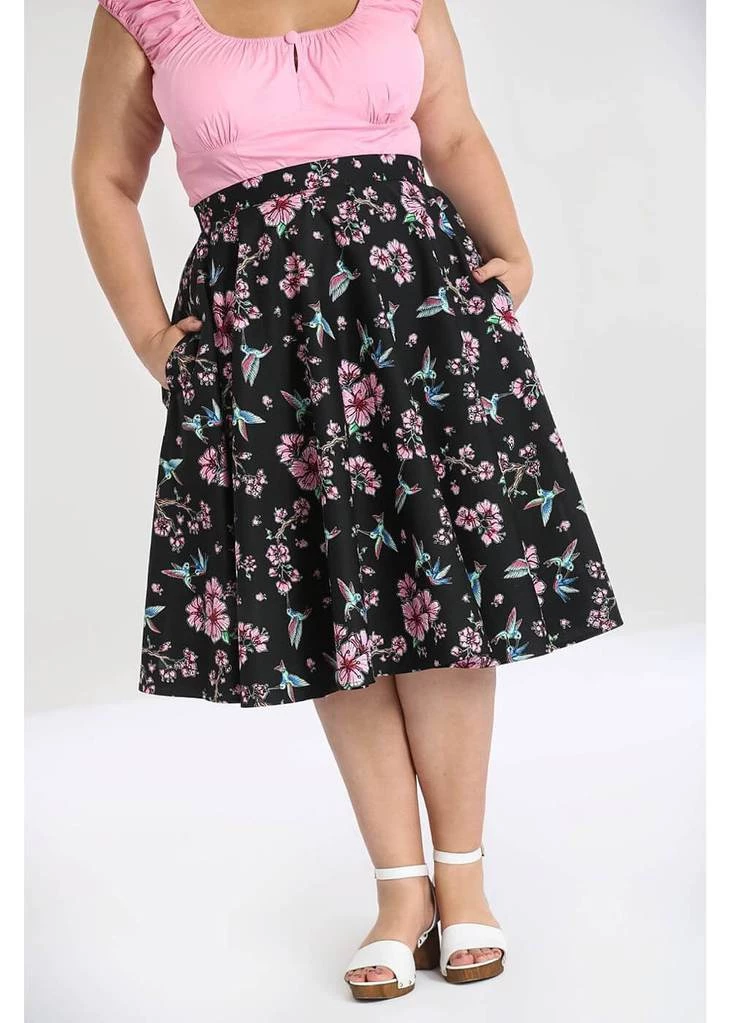 Hell Bunny Madison Hummingbird 50's Swing Skirt Black