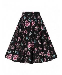 Hell Bunny Madison Hummingbird 50's Swing Skirt Black