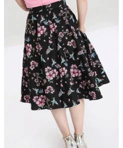 Hell Bunny Madison Hummingbird 50's Swing Skirt Black